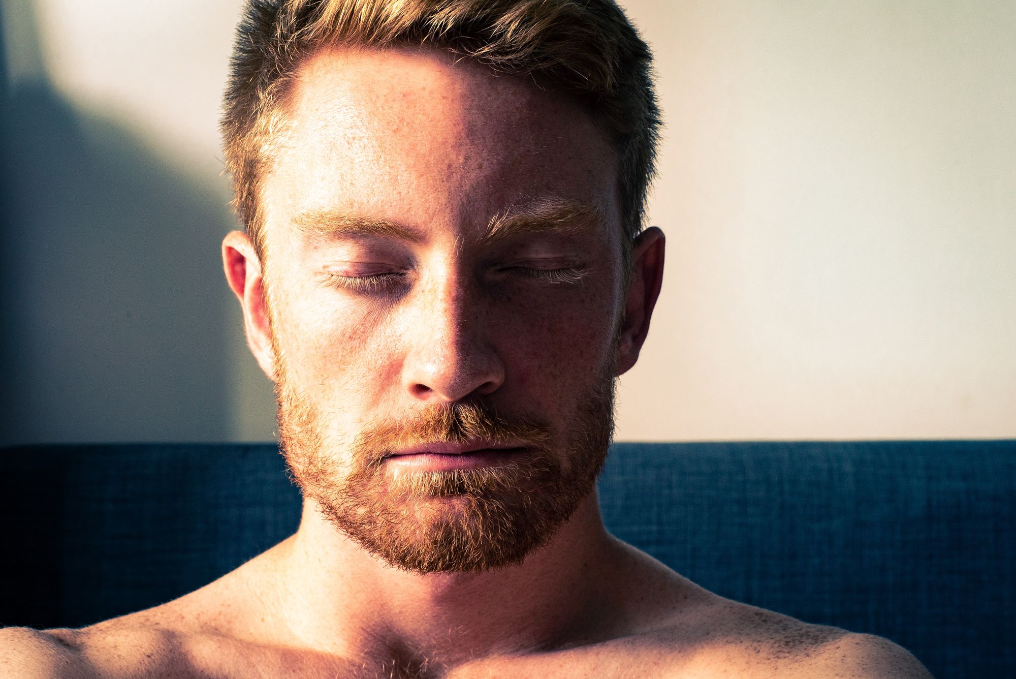 man breathing during meditation integration session for anxiety